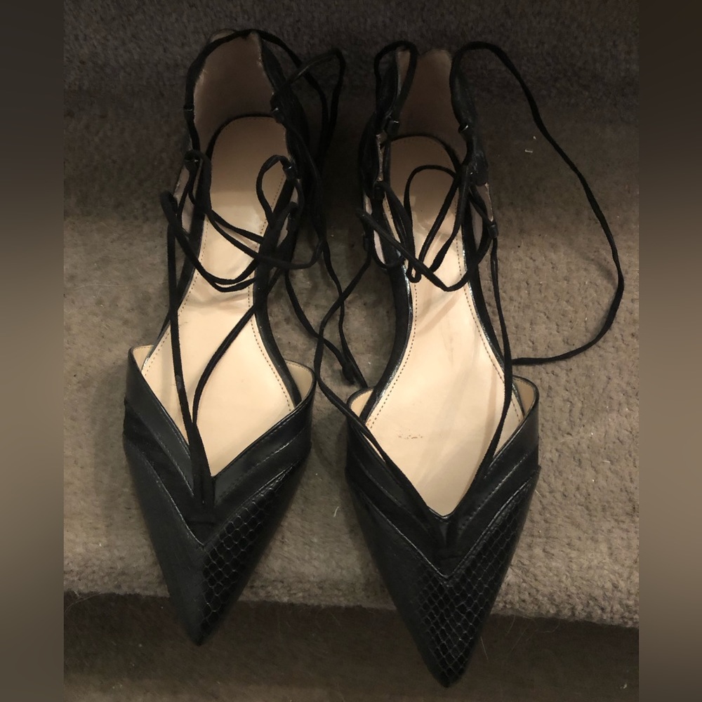 Zara pointy lace up flats